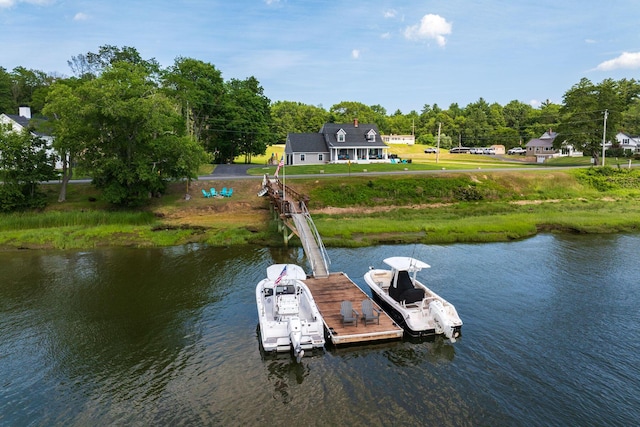 352 River Rd, Eliot, ME 03903 - dock area featuring a water view and a lawn