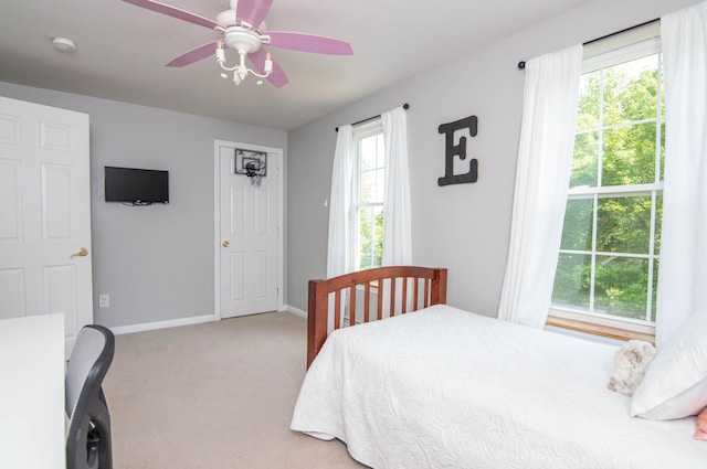 9 St James Pl, Lewiston, ME 04240 - bedroom featuring light colored carpet and a ceiling fan