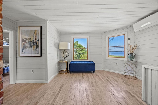 3 Surf Ave, Biddeford, ME 04005 - living area with wood finished floors, radiator, and wooden walls