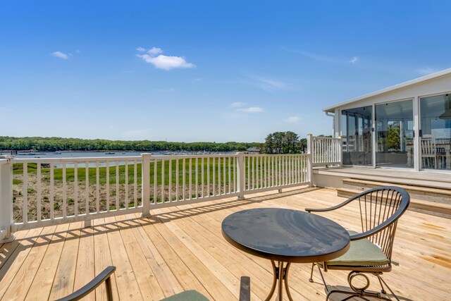 9 Riverside Ave, Saco, ME 04072 - deck featuring a sunroom