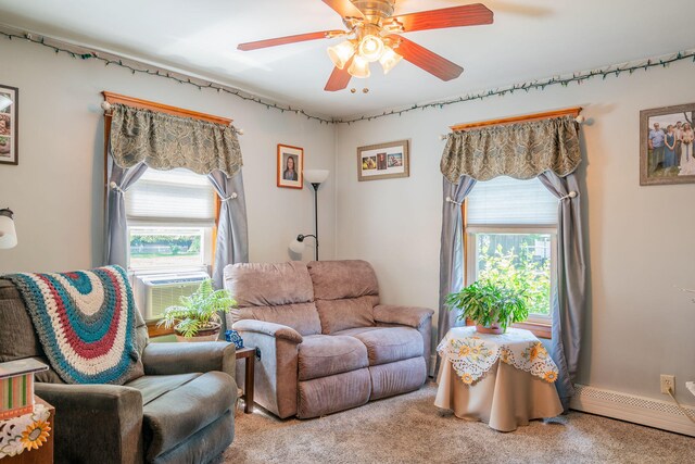 11 Gertrude Ave, Biddeford, ME 04005 - sitting room featuring carpet flooring, cooling unit, plenty of natural light, and ceiling fan