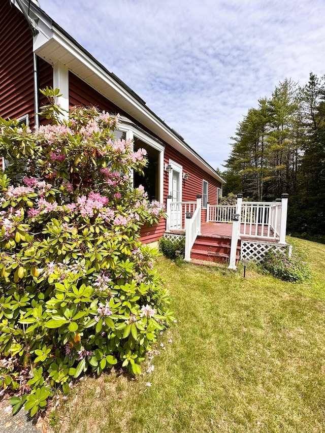 27 Hodgdon Rd, Levant, ME 04456 - view of grassy yard with a deck