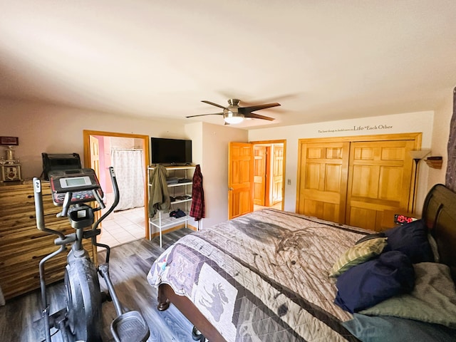 27 Hodgdon Rd, Levant, ME 04456 - bedroom with wood finished floors and ceiling fan