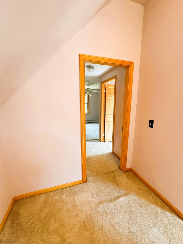 27 Hodgdon Rd, Levant, ME 04456 - bonus room with carpet floors, lofted ceiling, ceiling fan, and baseboard heating