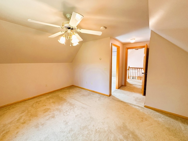 27 Hodgdon Rd, Levant, ME 04456 - additional living space with vaulted ceiling, carpet, and a ceiling fan