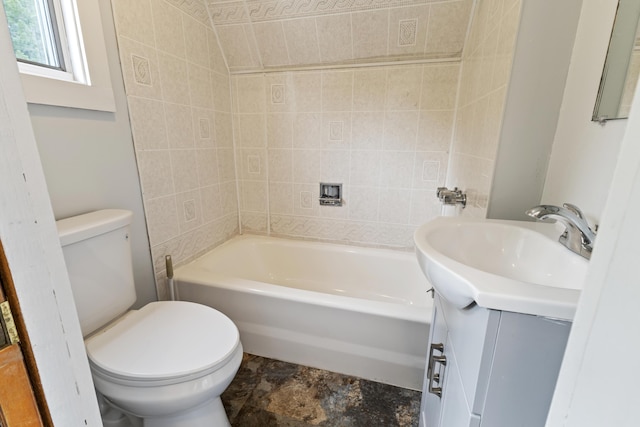 10 Jones Way, Sullivan, ME 04664 - full bathroom with vanity, washtub / shower combination, and stone finish floors