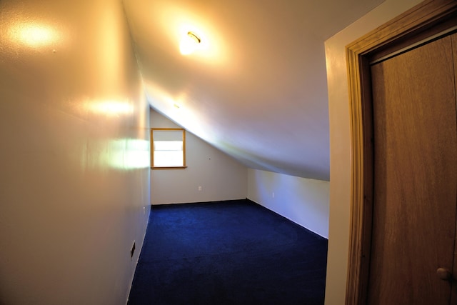 199 Middle Rd, Bradford, ME 04410 - additional living space with dark carpet and vaulted ceiling