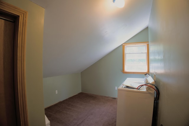 199 Middle Rd, Bradford, ME 04410 - additional living space featuring washer / clothes dryer, lofted ceiling, and carpet
