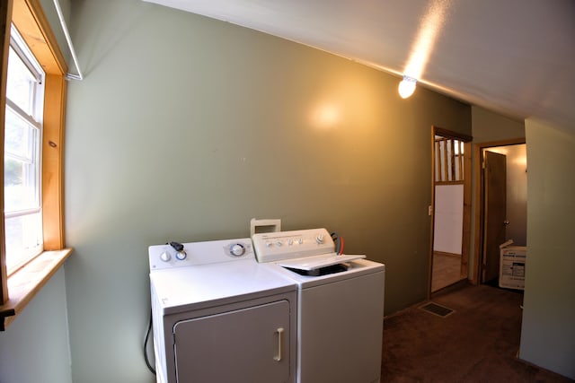 199 Middle Rd, Bradford, ME 04410 - washroom with washing machine and dryer and dark carpet