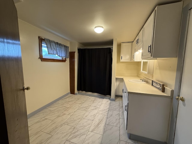 199 Middle Rd, Bradford, ME 04410 - full bath featuring marble look tile flooring, vanity, and curtained shower