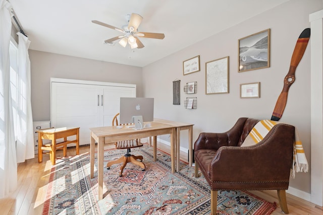 65 Wildbrook Ln, Eliot, ME 03903 - office area with ceiling fan and light wood-type flooring