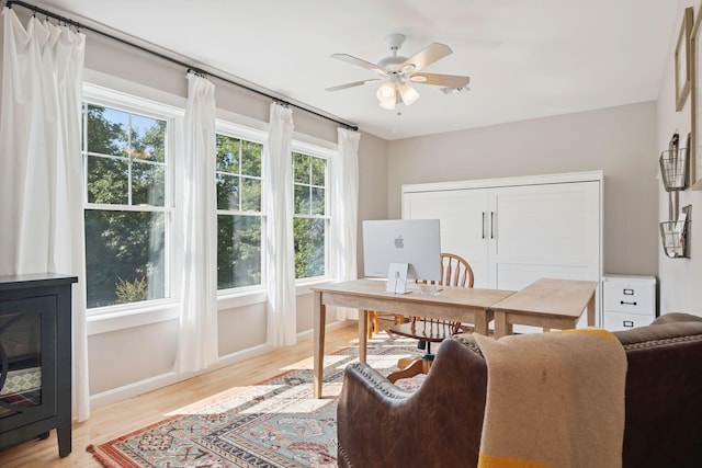 65 Wildbrook Ln, Eliot, ME 03903 - home office with light wood-style floors and a ceiling fan