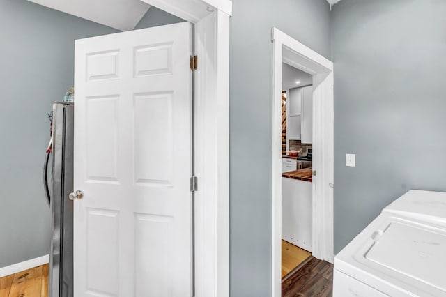 17 Applehead Way, Orrington, ME 04474 - washroom featuring wood finished floors and washer and clothes dryer