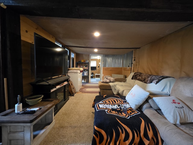 17 Cross St, Kingman Twp, ME 04451 - carpeted living room with recessed lighting