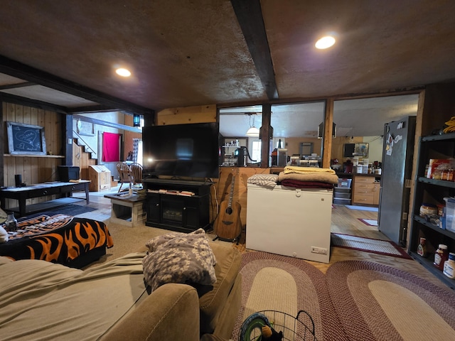 17 Cross St, Kingman Twp, ME 04451 - living area with wood walls and wood finished floors