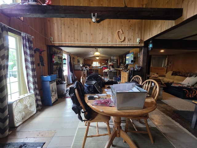 17 Cross St, Kingman Twp, ME 04451 - dining area with wood walls
