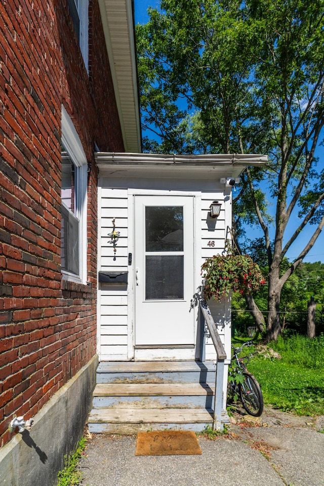 46 Meadow Way, Bath, ME 04530 - property entrance with brick siding