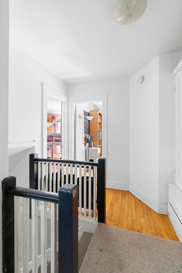 46 Meadow Way, Bath, ME 04530 - hallway featuring an upstairs landing and hardwood / wood-style flooring