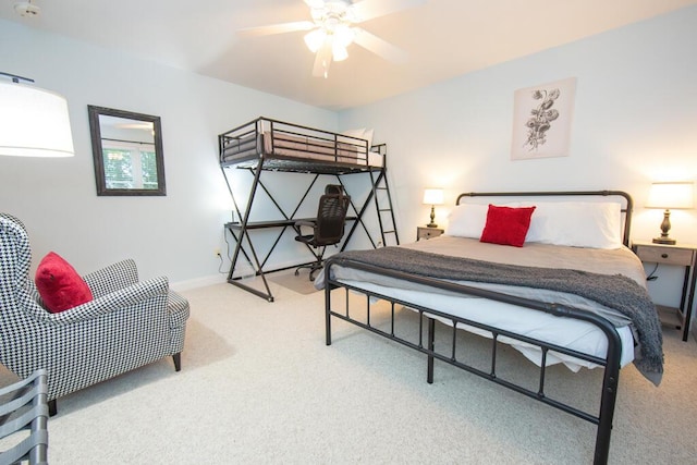 106 Sunset Bay Dr, Steuben, ME 04680 - carpeted bedroom featuring baseboards and a ceiling fan