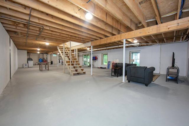 106 Sunset Bay Dr, Steuben, ME 04680 - basement featuring stairway