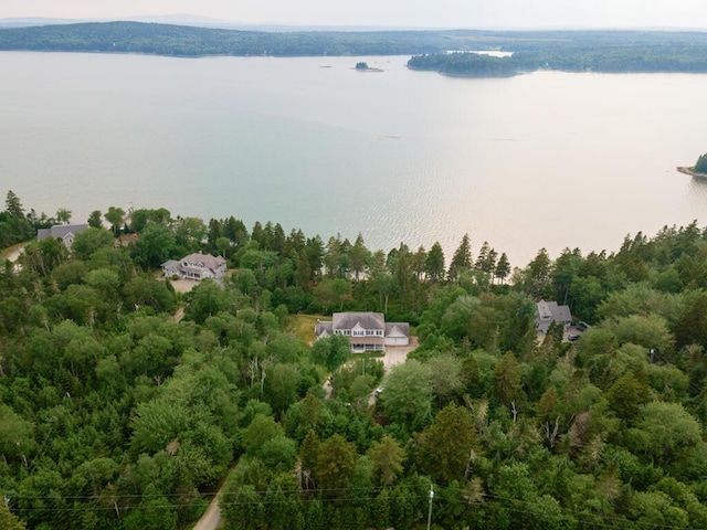 106 Sunset Bay Dr, Steuben, ME 04680 - drone / aerial view of a nearby body of water and a heavily wooded area