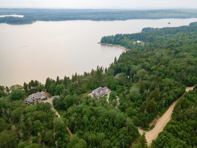 106 Sunset Bay Dr, Steuben, ME 04680 - drone / aerial view of a heavily wooded area and a large body of water