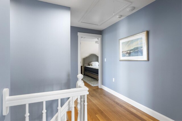 38 Atlantic Ave, Boothbay Harbor, ME 04538 - hall with attic access and wood finished floors