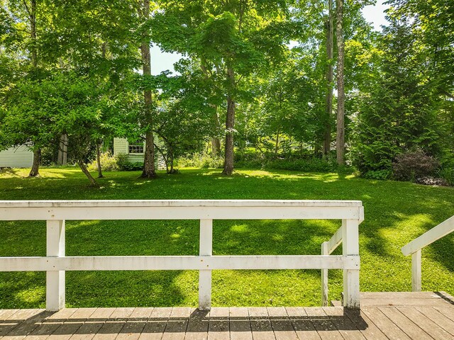 3 Curtis Ave, Camden, ME 04843 - view of green lawn featuring a wooden deck