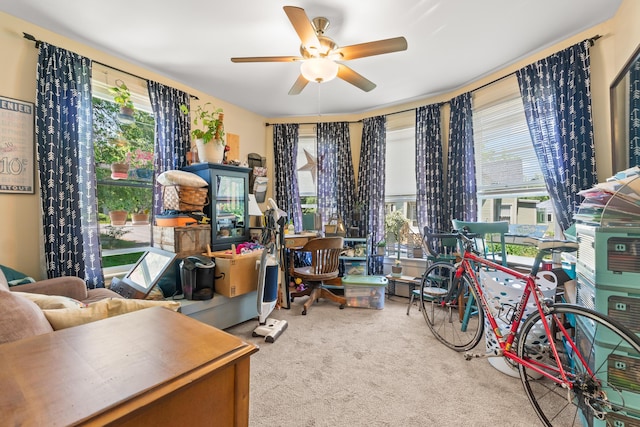 47 Fall Brook St, Portland, ME 04103 - office with carpet floors, a ceiling fan, and plenty of natural light