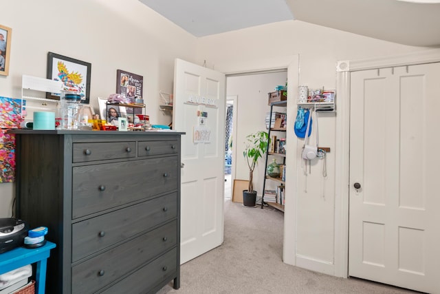 47 Fall Brook St, Portland, ME 04103 - bedroom featuring light colored carpet, vaulted ceiling, and a closet
