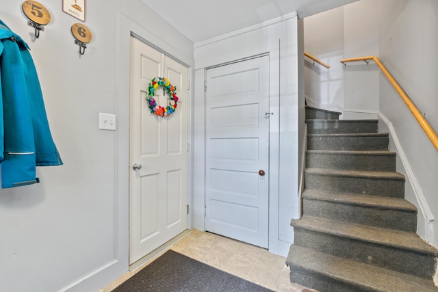47 Fall Brook St, Portland, ME 04103 - tiled foyer with stairs