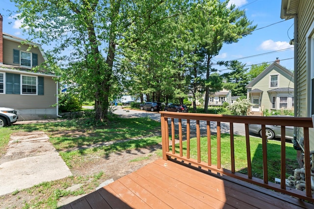 47 Fall Brook St, Portland, ME 04103 - wooden terrace featuring a residential view and a yard