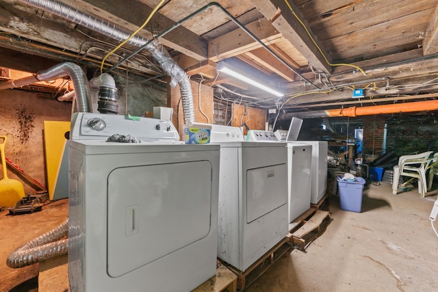 47 Fall Brook St, Portland, ME 04103 - unfinished basement featuring washing machine and clothes dryer