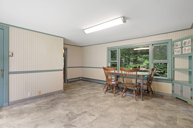 219 Mouse Ln, Alfred, ME 04002 - dining space with wallpapered walls and baseboards