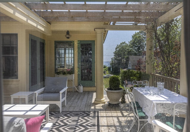 78 Seashore Ave, Portland, ME 04108 - deck featuring a pergola and outdoor dining area
