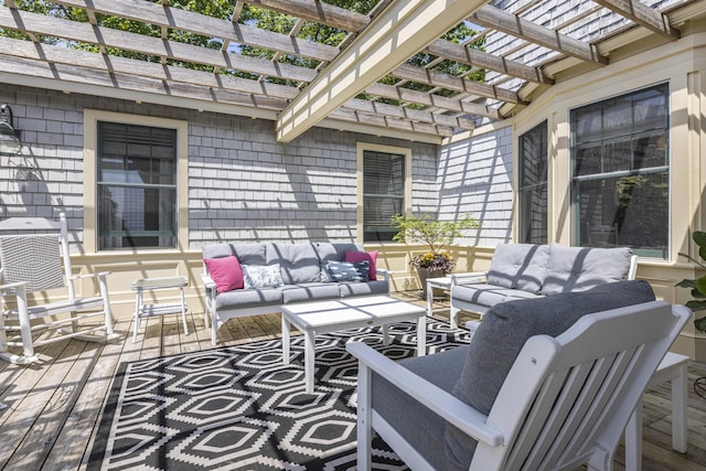 78 Seashore Ave, Portland, ME 04108 - view of patio with an outdoor hangout area and a pergola