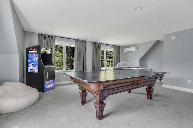 10 Paddock Way, Falmouth, ME 04105 - game room with a wall mounted AC, light colored carpet, and recessed lighting