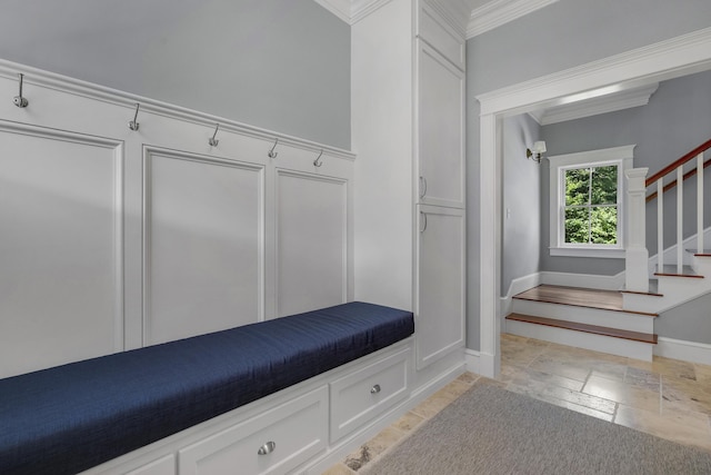 10 Paddock Way, Falmouth, ME 04105 - mudroom with crown molding and stone tile flooring