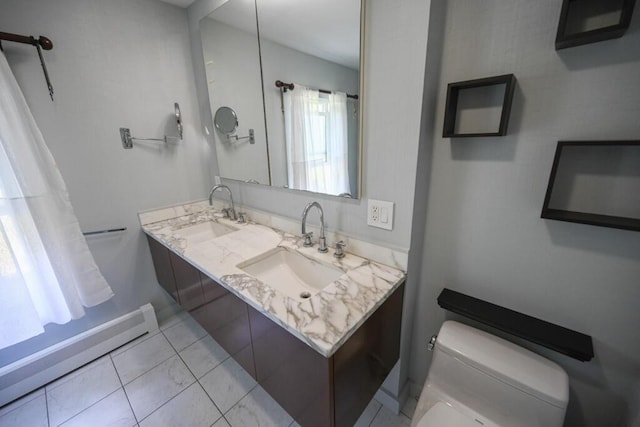 488 Bog Rd, Hermon, ME 04401 - bathroom with double vanity and tile patterned floors