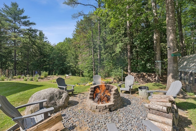 7 Dakota Ln, Dresden, ME 04342 - view of patio / terrace featuring a fire pit