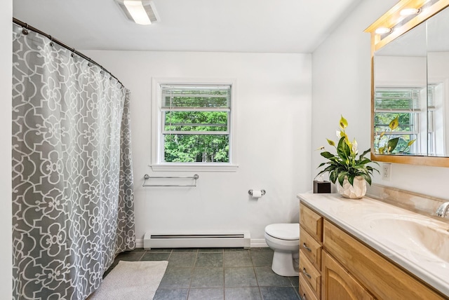 7 Dakota Ln, Dresden, ME 04342 - full bath with a baseboard radiator, vanity, and tile patterned flooring