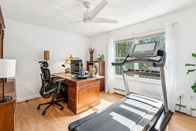 7 Dakota Ln, Dresden, ME 04342 - home office featuring light wood-style floors and a ceiling fan