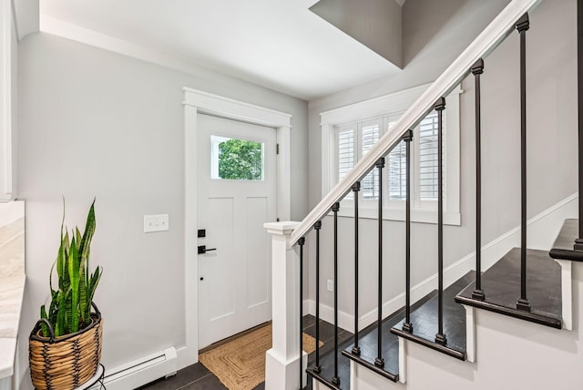 7 Dakota Ln, Dresden, ME 04342 - entryway featuring stairs and a baseboard radiator