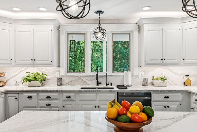 7 Dakota Ln, Dresden, ME 04342 - kitchen with dishwasher, white cabinets, backsplash, and recessed lighting
