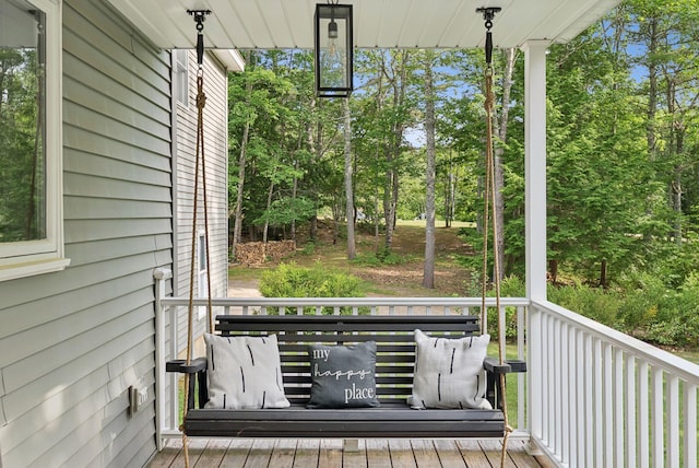 7 Dakota Ln, Dresden, ME 04342 - porch with view of wooded area
