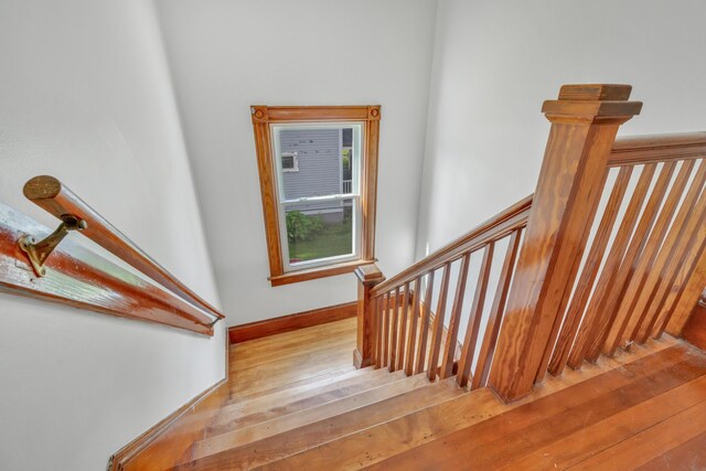15 Snow Park, Bath, ME 04530 - stairway with wood-type flooring and baseboards