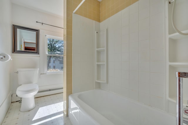 15 Snow Park, Bath, ME 04530 - bathroom featuring a baseboard heating unit, a baseboard radiator, bathing tub / shower combination, and tile patterned floors