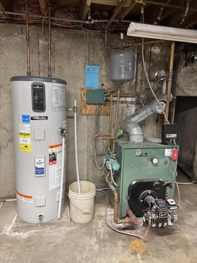 749 Main St, Madawaska, ME 04756 - utility room with heat pump water heater and a heating unit