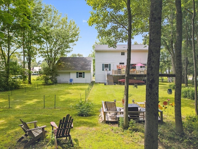 100 Starlight Dr, Brewer, ME 04412 - view of yard with a deck and stairs