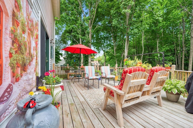 100 Starlight Dr, Brewer, ME 04412 - wooden terrace with outdoor dining space